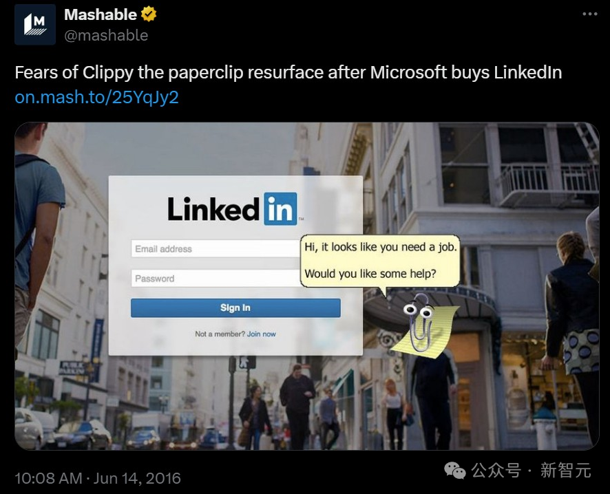 Mashable 调侃 Clippy 过于主动和烦人的帮助方式